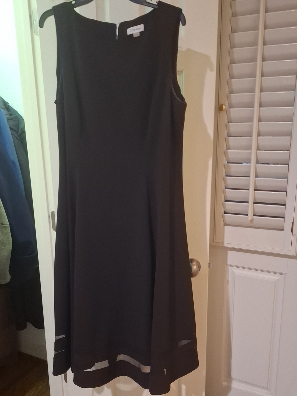 Calvin Klein Black Sleeveless Midi Dress with Hem Panels